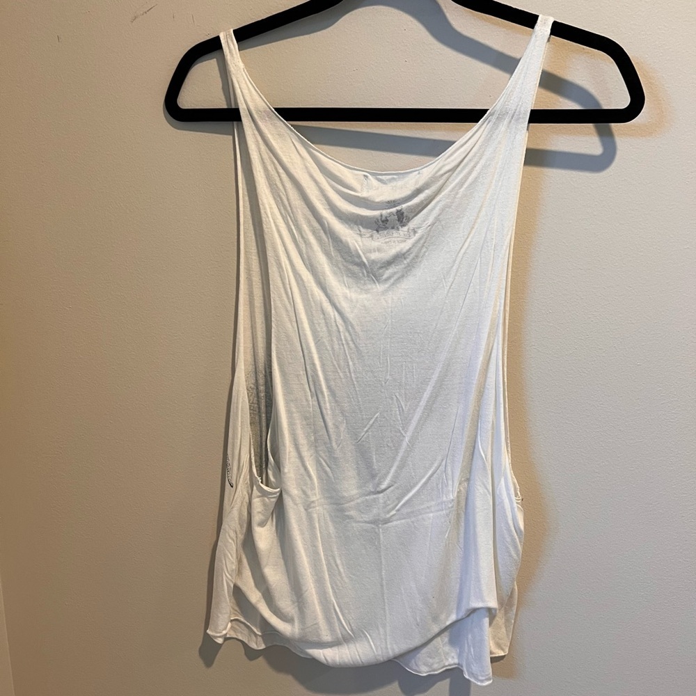 fab'rik Women's White Elephant Graphic Cut-off Tank Top - Picture 2 of 4